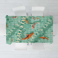 Green Palaka Hawaiian And Japanese Tablecloth Sakura Lei With Koi Fish - Polynesian Pride