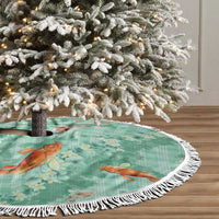 Green Palaka Hawaiian And Japanese Tree Skirt Sakura Lei With Koi Fish - Polynesian Pride