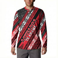 Personalised Aotearoa Te Arawa Button Sweatshirt New Zealand Maori Tribal Fern Pattern