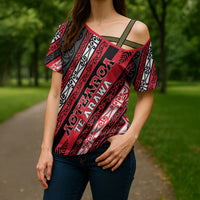 Personalised Aotearoa Te Arawa Cross Shoulder Shirt New Zealand Maori Tribal Fern Pattern
