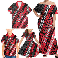 Personalised Aotearoa Te Arawa Family Matching Off Shoulder Maxi Dress and Hawaiian Shirt New Zealand Maori Tribal Fern Pattern