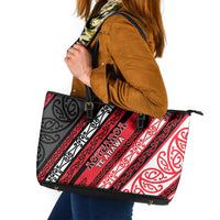 Aotearoa Te Arawa Leather Tote Bag New Zealand Maori Tribal Fern Pattern