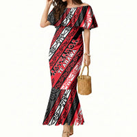 Personalised Aotearoa Te Arawa Mermaid Dress New Zealand Maori Tribal Fern Pattern