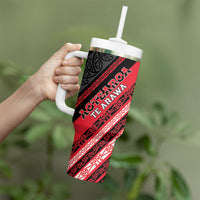 Personalised Aotearoa Te Arawa Tumbler With Handle New Zealand Maori Tribal Fern Pattern
