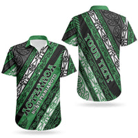 Personalised Aotearoa Ngati Maniapoto Couples Matching Off The Shoulder Long Sleeve Dress and Hawaiian Shirt New Zealand Maori Tribal Fern Pattern