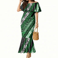 Personalised Aotearoa Ngati Maniapoto Mermaid Dress New Zealand Maori Tribal Fern Pattern
