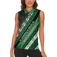 Personalised Aotearoa Ngati Maniapoto Women Sleeveless Polo Shirt New Zealand Maori Tribal Fern Pattern