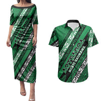 Personalised Aotearoa Ngati Raukawa Couples Matching Puletasi and Hawaiian Shirt New Zealand Maori Tribal Fern Pattern
