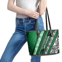 Aotearoa Ngati Raukawa Leather Tote Bag New Zealand Maori Tribal Fern Pattern