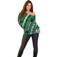 Personalised Aotearoa Ngati Raukawa Off Shoulder Sweater New Zealand Maori Tribal Fern Pattern