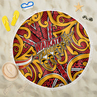 Aotearoa Waikato Tainui Beach Blanket Maori Tribal Pattern Koru Motif