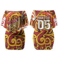 Custom Aotearoa Waikato Tainui Couples Matching Off Shoulder Short Dress and Long Sleeve Button Shirt Maori Tribal Pattern Koru Motif