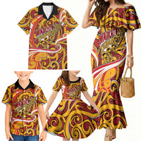 Custom Aotearoa Waikato Tainui Family Matching Mermaid Dress and Hawaiian Shirt Maori Tribal Pattern Koru Motif