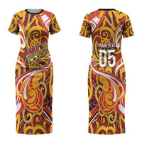 Custom Aotearoa Waikato Tainui Family Matching Short Sleeve Bodycon Dress and Hawaiian Shirt Maori Tribal Pattern Koru Motif