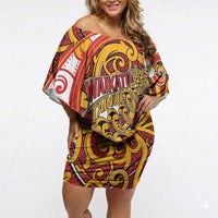 Custom Aotearoa Waikato Tainui Off Shoulder Short Dress Maori Tribal Pattern Koru Motif