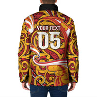 Custom Aotearoa Waikato Tainui Padded Jacket Maori Tribal Pattern Koru Motif