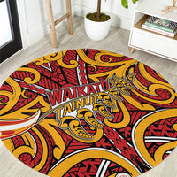 Aotearoa Waikato Tainui Round Carpet Maori Tribal Pattern Koru Motif