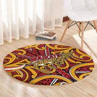 Aotearoa Waikato Tainui Round Carpet Maori Tribal Pattern Koru Motif