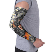 Black Palaka Hawaiian And Japanese Arm Sleeves Sakura Lei With Koi Fish - Polynesian Pride