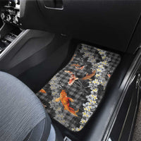 Black Palaka Hawaiian And Japanese Car Mats Sakura Lei With Koi Fish - Polynesian Pride