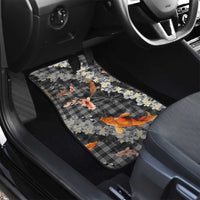 Black Palaka Hawaiian And Japanese Car Mats Sakura Lei With Koi Fish - Polynesian Pride