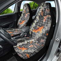 Black Palaka Hawaiian And Japanese Car Seat Cover Sakura Lei With Koi Fish - Polynesian Pride