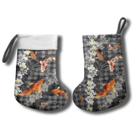 Black Palaka Hawaiian And Japanese Christmas Stocking Sakura Lei With Koi Fish - Polynesian Pride