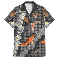 Black Palaka Hawaiian And Japanese Family Matching Long Sleeve Bodycon Dress and Hawaiian Shirt Sakura Lei With Koi Fish DT05 Dad's Shirt - Short Sleeve Black - Polynesian Pride