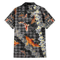 Black Palaka Hawaiian And Japanese Family Matching Short Sleeve Bodycon Dress and Hawaiian Shirt Sakura Lei With Koi Fish DT05 - Polynesian Pride