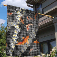 Black Palaka Hawaiian And Japanese Garden Flag Sakura Lei With Koi Fish - Polynesian Pride