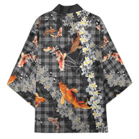Black Palaka Hawaiian And Japanese Kimono Sakura Lei With Koi Fish - Polynesian Pride