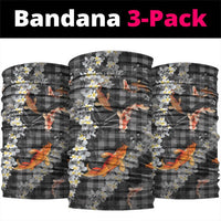 Black Palaka Hawaiian And Japanese Neck Gaiter Sakura Lei With Koi Fish - Polynesian Pride