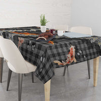 Black Palaka Hawaiian And Japanese Tablecloth Sakura Lei With Koi Fish - Polynesian Pride