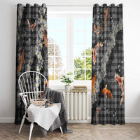 Black Palaka Hawaiian And Japanese Window Curtain Sakura Lei With Koi Fish - Polynesian Pride