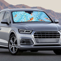 Blue Palaka Hawaiian And Japanese Auto Sun Shade Sakura Lei With Koi Fish - Polynesian Pride