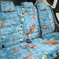Blue Palaka Hawaiian And Japanese Back Car Seat Cover Sakura Lei With Koi Fish - Polynesian Pride