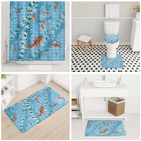 Blue Palaka Hawaiian And Japanese Bathroom Set Sakura Lei With Koi Fish - Polynesian Pride