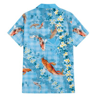 Blue Palaka Hawaiian And Japanese Family Matching Long Sleeve Bodycon Dress and Hawaiian Shirt Sakura Lei With Koi Fish DT05 - Polynesian Pride