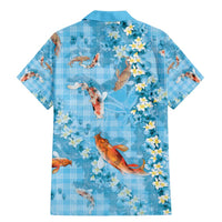 Blue Palaka Hawaiian And Japanese Family Matching Mermaid Dress and Hawaiian Shirt Sakura Lei With Koi Fish - Polynesian Pride