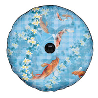 Blue Palaka Hawaiian And Japanese Spare Tire Cover Sakura Lei With Koi Fish - Polynesian Pride