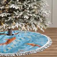 Blue Palaka Hawaiian And Japanese Tree Skirt Sakura Lei With Koi Fish - Polynesian Pride