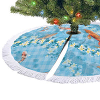 Blue Palaka Hawaiian And Japanese Tree Skirt Sakura Lei With Koi Fish - Polynesian Pride