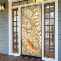 Beige Palaka Hawaiian And Japanese Door Cover Sakura Lei With Koi Fish - Polynesian Pride