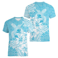Hawaii Kanaka Maoli Women V-Neck T-Shirt Polynesian Turtle Tattoo