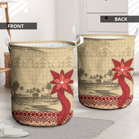 Tonga Language Week Laundry Basket Tribal Cross Ngatu Floral Pattern
