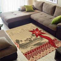 Tonga Language Week Area Rug Tribal Cross Ngatu Floral Pattern