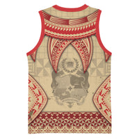 Tonga Language Week Basketball Jersey Tribal Cross Ngatu Floral Pattern