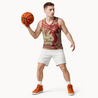 Tonga Language Week Basketball Jersey Tribal Cross Ngatu Floral Pattern