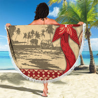 Tonga Language Week Beach Blanket Tribal Cross Ngatu Floral Pattern