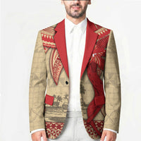 Tonga Language Week Blazer Tribal Cross Ngatu Floral Pattern